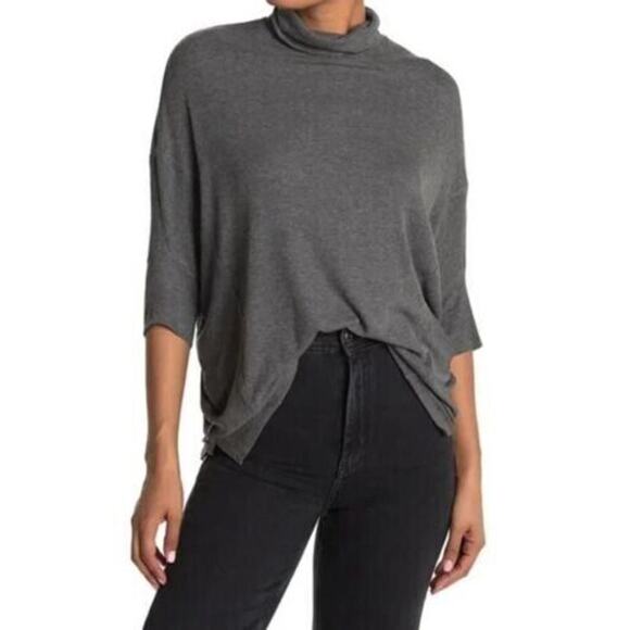 H By Bordeaux Women's Elbow Dolman Sleeve Turtleneck Top In Charcoal XL MSRP $58 - Picture 1 of 2